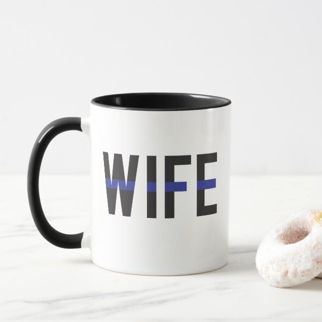 Thin Blue Line Police Wife Mug (With Donut)