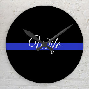 Thin Blue Line: Police Wife Round Clock