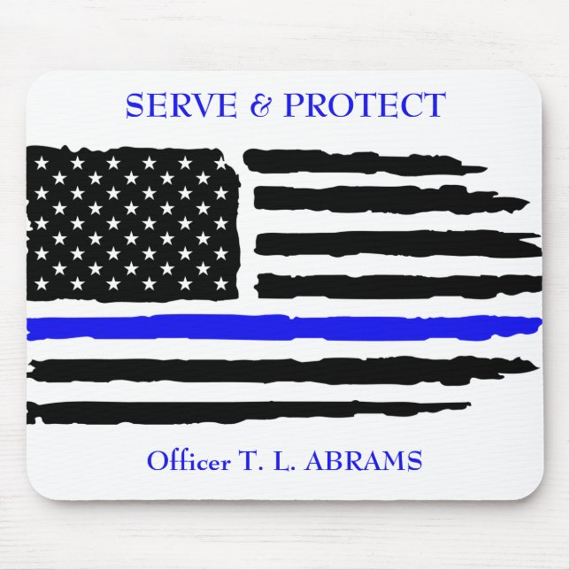 Thin Blue Line Protect and Serve Mouse Mat (Front)