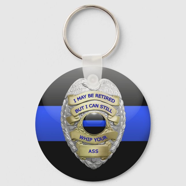 Thin Blue Line Retired Badge Keychain (Front)