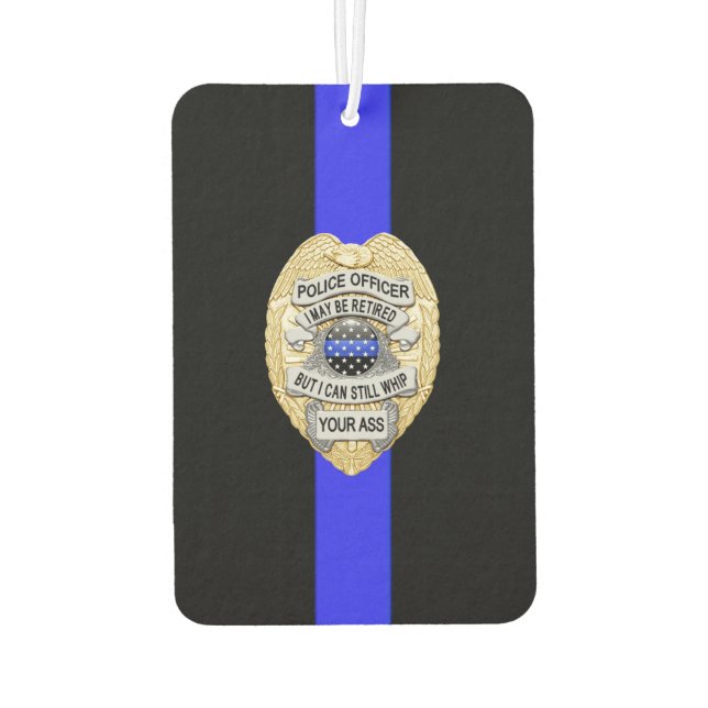 Thin Blue Line Retired Officer Badge Car Air Freshener (Back)