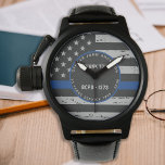 Thin Blue Line - Retirement Gift Thank You Police Watch<br><div class="desc">Celebrate and show your appreciation to an outstanding Police Officer with this Thin Blue Line Thank You Police Watch - American flag design in Police Flag colours , distressed design . Perfect for service awards and Police Retirement gifts . Personalise with name, years of service and service years. COPYRIGHT ©...</div>
