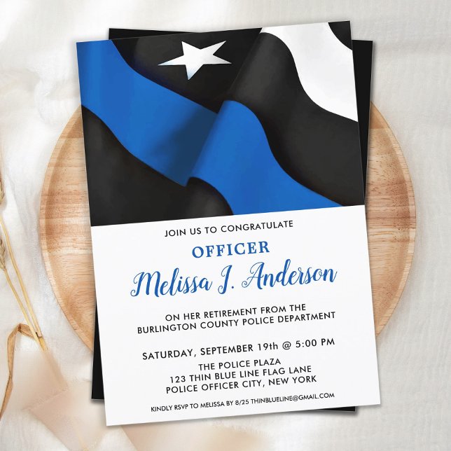 Thin Blue Line Retirement Police Officer  Invitation (Creator Uploaded)