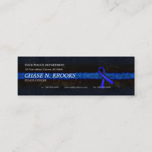 Thin Blue Line Ribbon Police Officer Mini Business Card