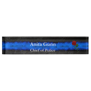 Thin Blue Line - Rose Desk Nameplate
