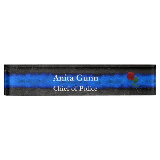 Thin Blue Line - Rose Desk Nameplate (Front)