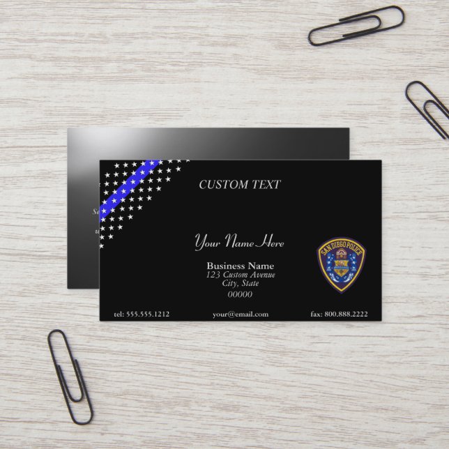 Thin Blue Line San Diego PD Business Card (Front/Back In Situ)