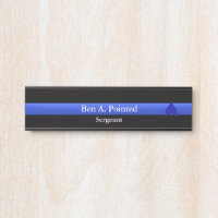 Thin Blue Line - Sergeant Stripes Rank  Door Sign