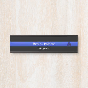 Thin Blue Line - Sergeant Stripes Rank  Door Sign