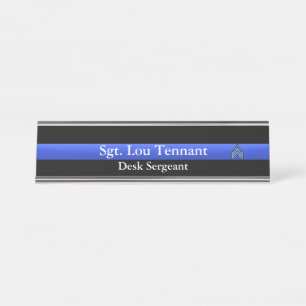 Thin Blue Line - Sergeant Stripes Rank Nameplate
