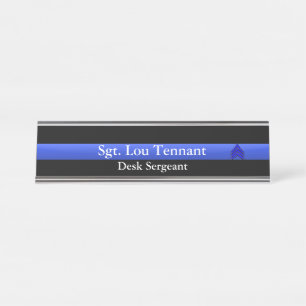 Thin Blue Line - Sergeant Stripes Rank Nameplate