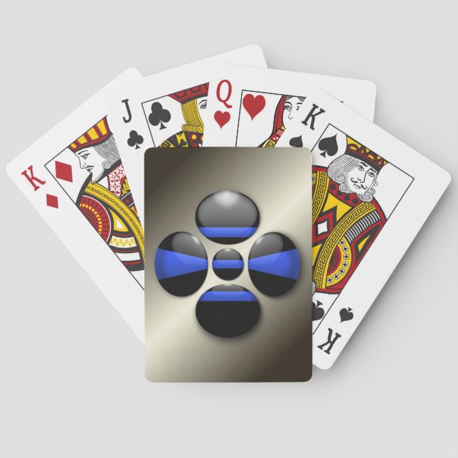Thin Blue Line Shamrock Button Playing Cards (Back)