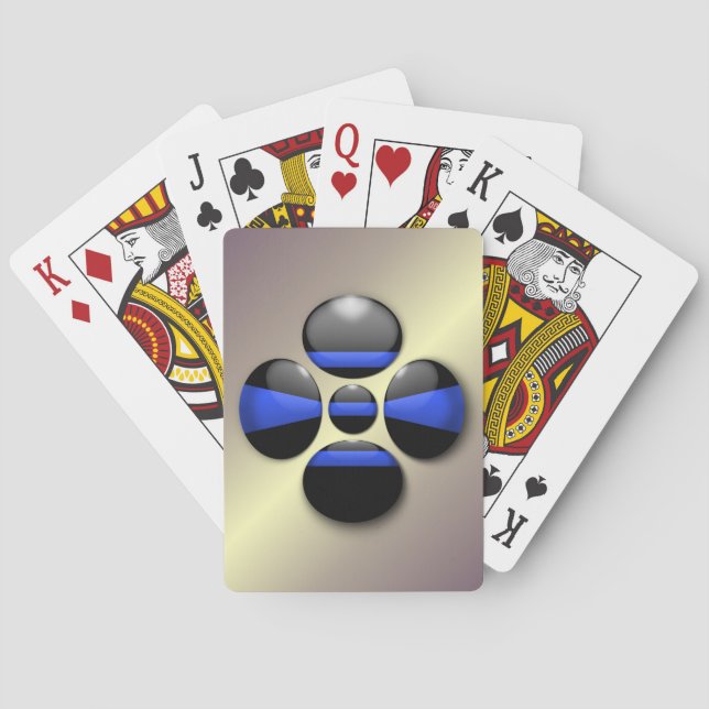 Thin Blue Line Shamrock Button Playing Cards (Back)
