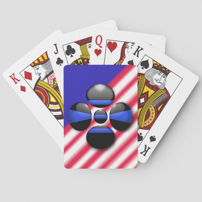 Thin Blue Line Shamrock Button Playing Cards (Back)