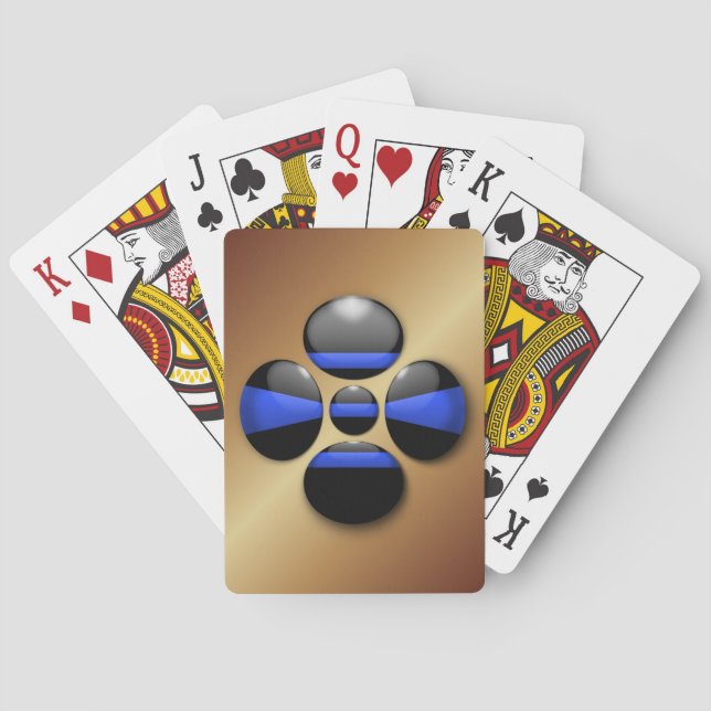 Thin Blue Line Shamrock Button Playing Cards (Back)