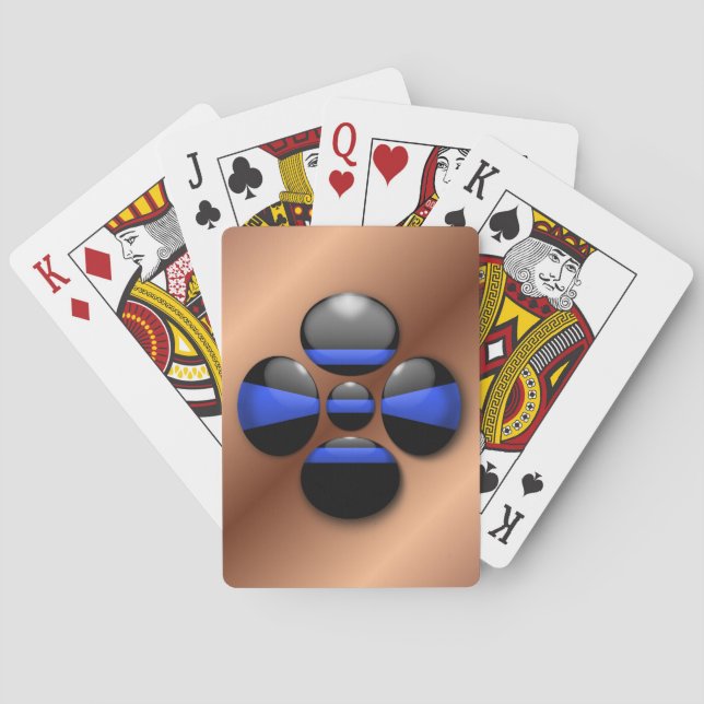 Thin Blue Line Shamrock Button Playing Cards (Back)