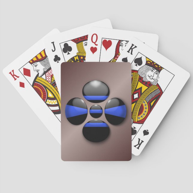 Thin Blue Line Shamrock Button Playing Cards (Back)