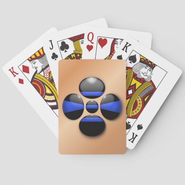 Thin Blue Line Shamrock Button Playing Cards (Back)