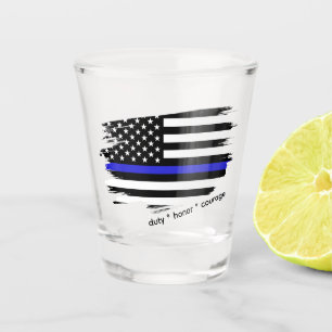 Thin Blue Line Shot Glass, American Flag, police Glass