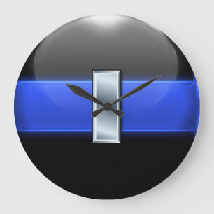 Thin Blue Line - Silver Lieutenant Bar Large Clock