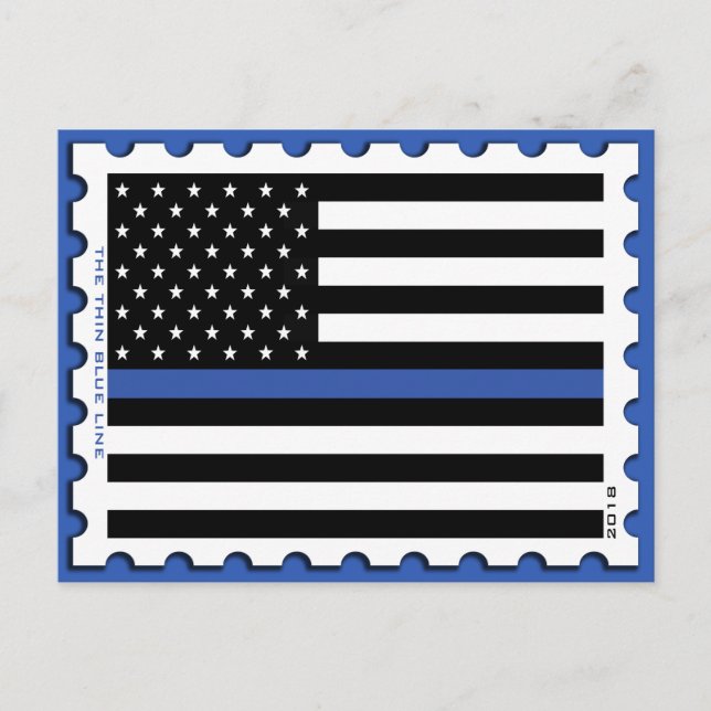 THIN BLUE LINE STAMP POSTCARD (Front)
