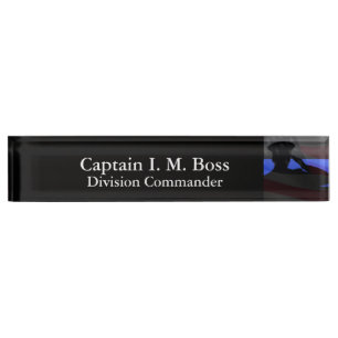 Thin Blue Line - Stars and Stripes Flag Salute Nameplate