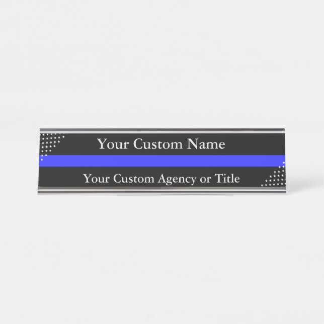 Thin Blue Line Stars Desk Name Plate (Front)