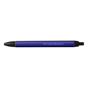 Thin Blue Line Striped Police Officer Name Blue Ink Pen
