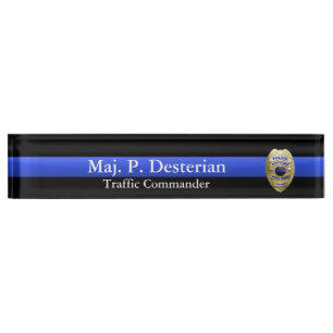 Thin Blue Line - Super Hi Res Police Command Badge Nameplate