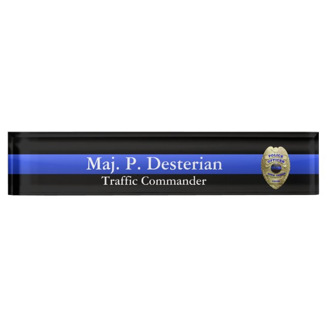 Thin Blue Line - Super Hi Res Police Command Badge Nameplate (Front)