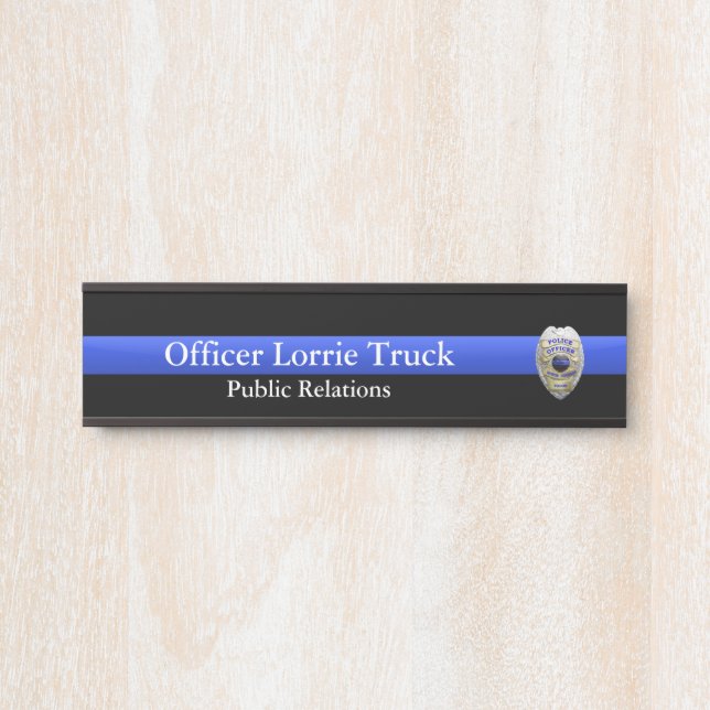 Thin Blue Line - Super Hi Res Police Officer Badge Door Sign (Front)