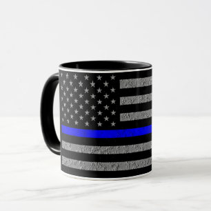 THIN BLUE LINE SUPPORT POLICE  COFFEE MUG