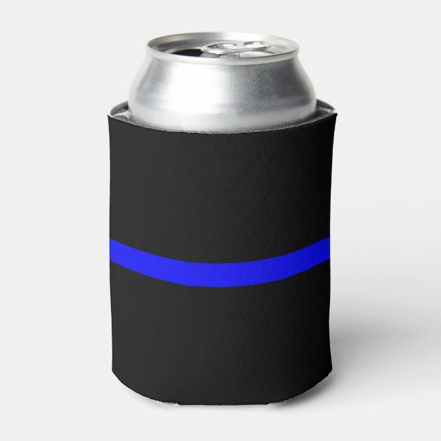 Thin Blue Line Symbolic Memorial on a Can Cooler (Can Front)