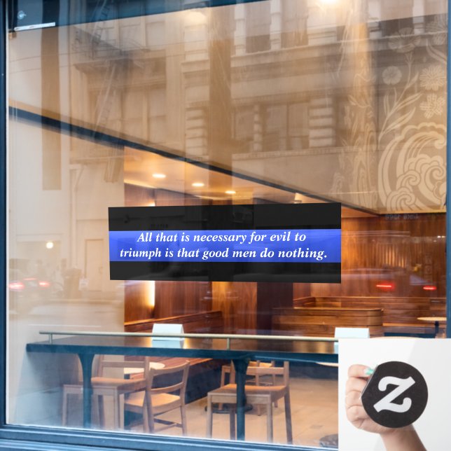 Thin Blue Line Triumph Over Evil Window Cling (Cafe Window)