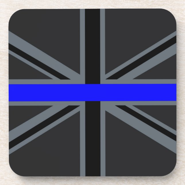 Thin Blue Line Union Jack Decor Coaster (Front)