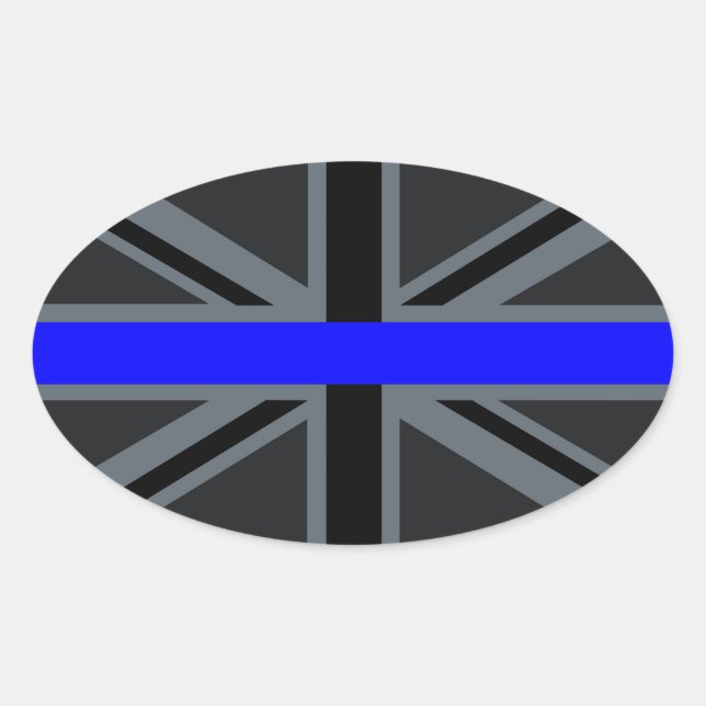 Thin Blue Line Union Jack Decor Oval Sticker (Front)