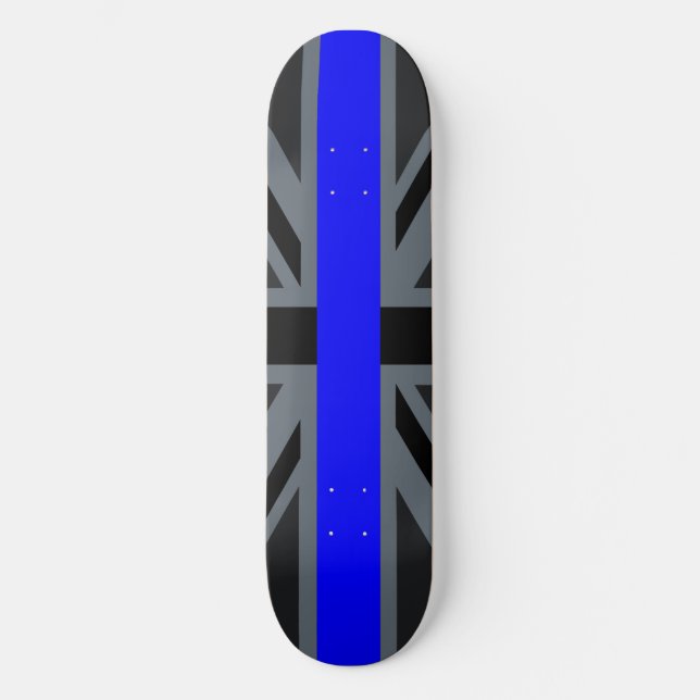 Thin Blue Line Union Jack Decor Skateboard (Front)