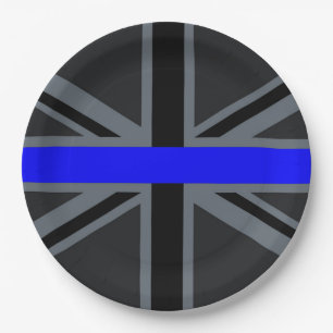 Thin Blue Line Union Jack Design Paper Plate