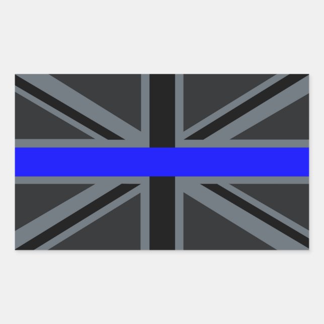 Thin Blue Line Union Jack Design Rectangular Sticker (Front)