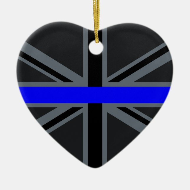 Thin Blue Line Union Jack Graphic Ceramic Tree Decoration (Front)