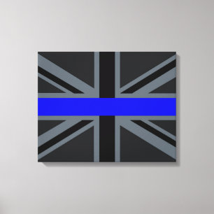 Thin Blue Line Union Jack Style Canvas Print