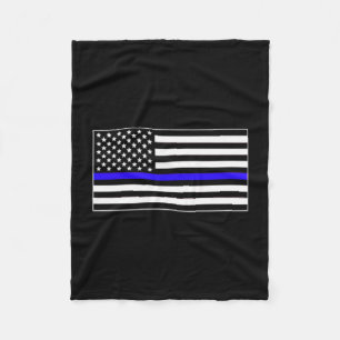 Thin Blue LINE US American Flag Honour Police Live Fleece Blanket