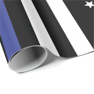 Thin Blue  Line USA Flag Wrapping Paper