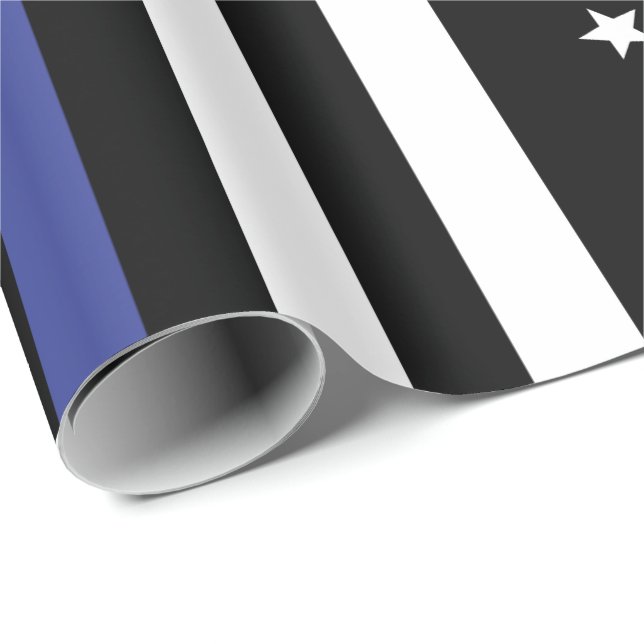Thin Blue  Line USA Flag Wrapping Paper (Roll Corner)