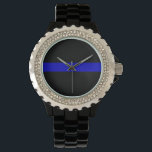 Thin Blue Line Watch<br><div class="desc">The Thin Blue Line is a colloquial term for police forces. It may refer to the police as a "line" standing between good and evil (citizens and perpetrators), or may refer to the "line" that separates the police as in in-group from everyone else (with positive, negative or mixed connotations, depending...</div>