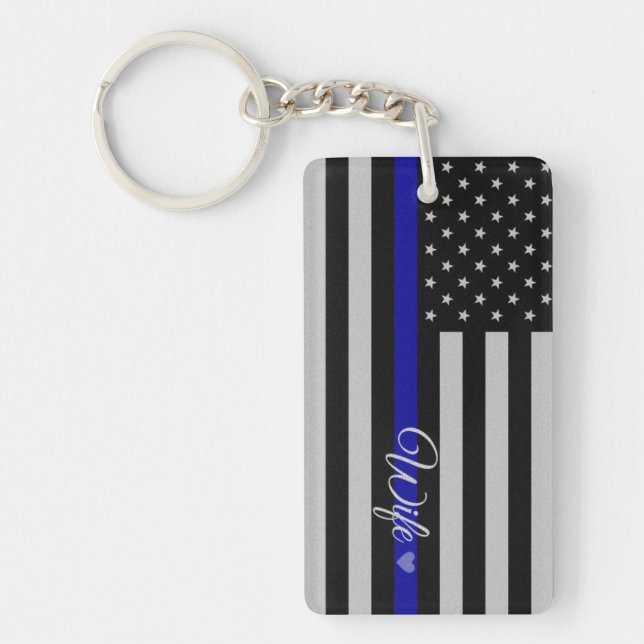 Thin Blue Line Wife Flag Key Ring (Front)