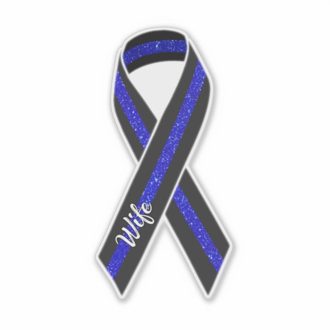 Thin Blue Line Wife Glitter Ribbon (Front)