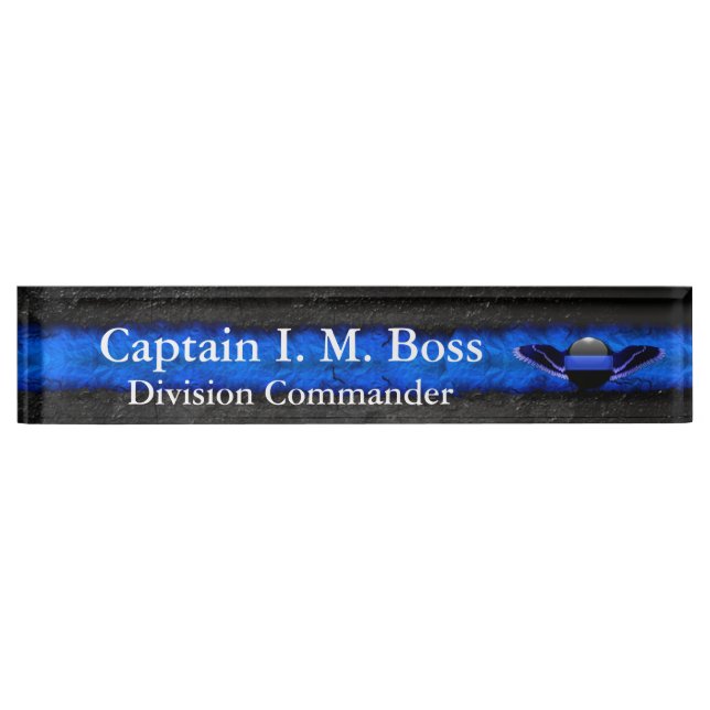 Thin Blue Line - Wings Desk Nameplate (Front)