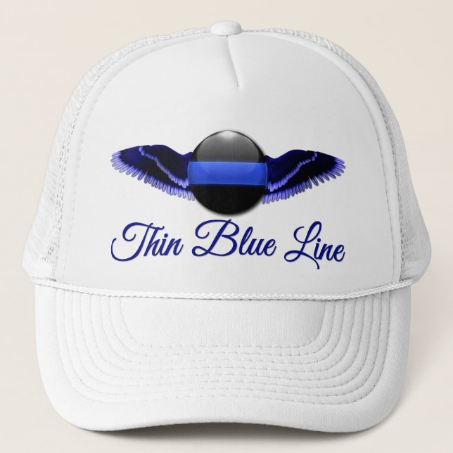 Thin Blue Line with Wings Trucker Hat (Front)