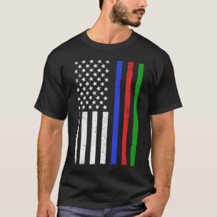 Thin Blue Red Green Line Police Firefighter Milita T-Shirt